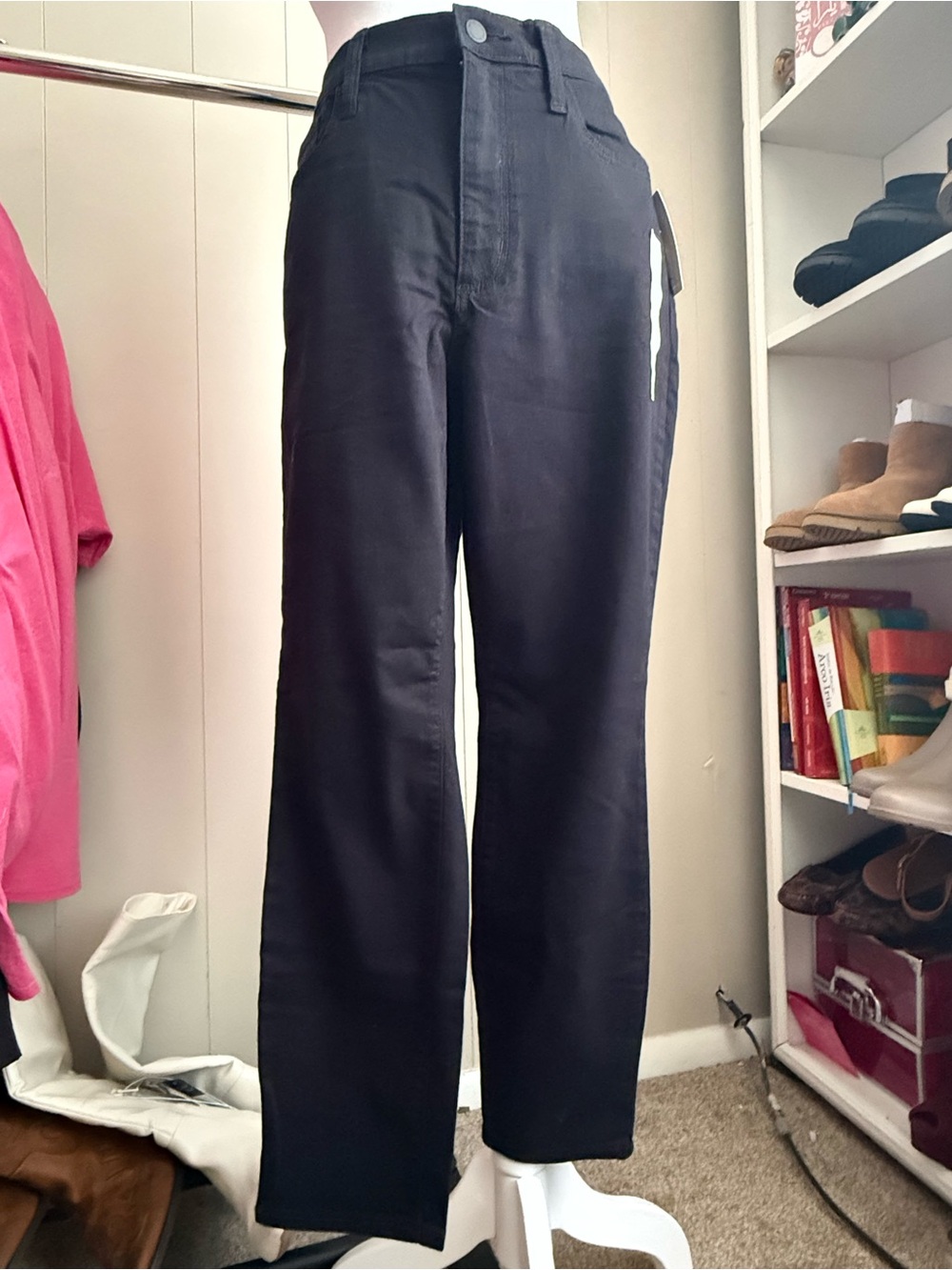Women Straight-Leg Black Pants skinny size 12 short